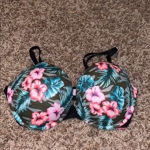 Jungle print push-up pink bra